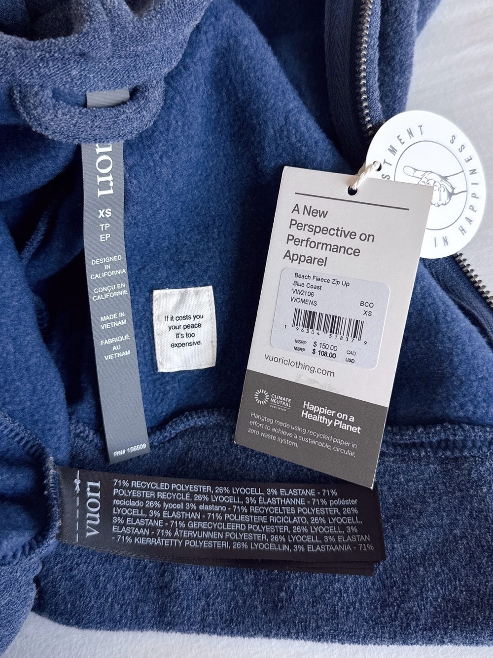 NWT Vuori Beach Fleece Full Zip Blue Coast XS + Beach Fleece Short Blue Coast XS - Picture 5 of 16